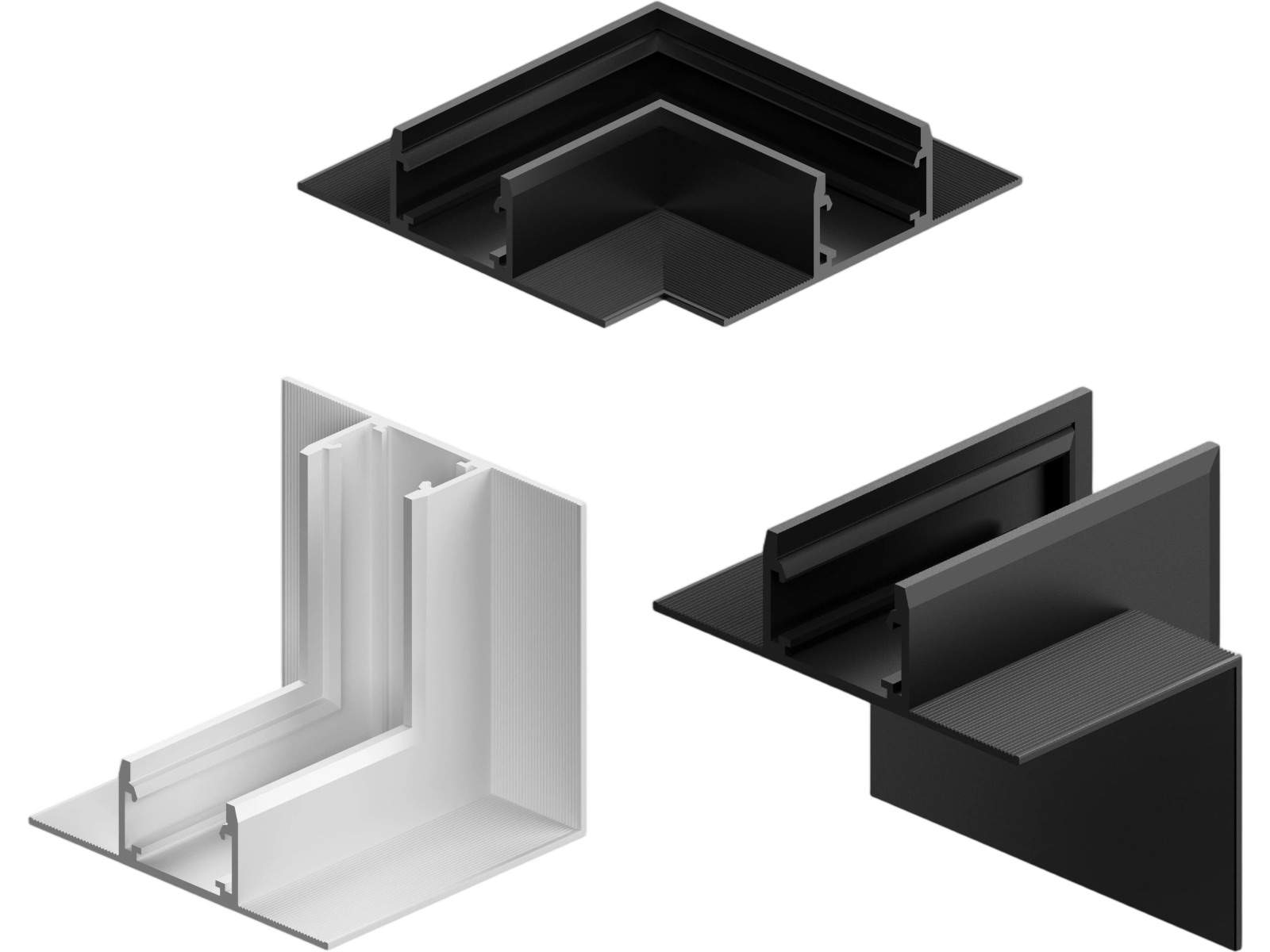 Embedded Track System Corner Joint — 48V Magnetic Track System